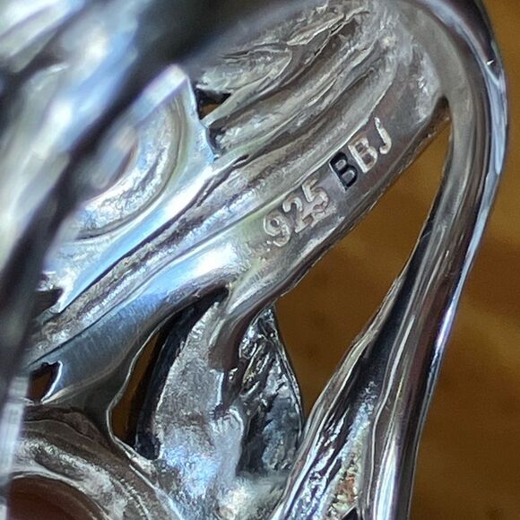 Genuine Pink Opal Sterling Silver Cocktail Ring Size 6 - Picture 7 of 9